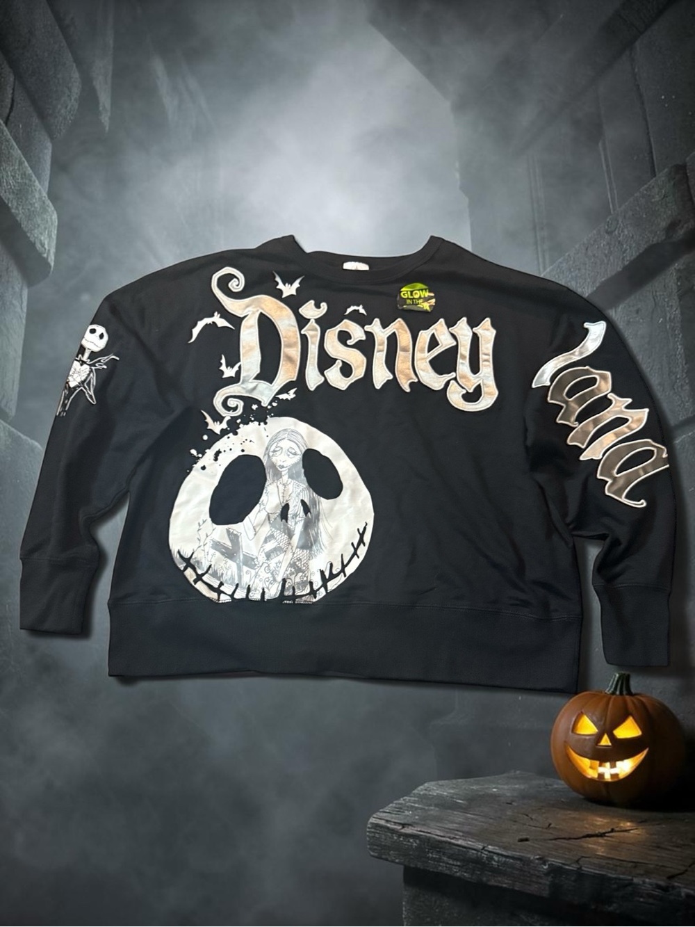 Disneyland Nightmare Before Christmas Glow-In-The-Dark Sweater Jack Sally